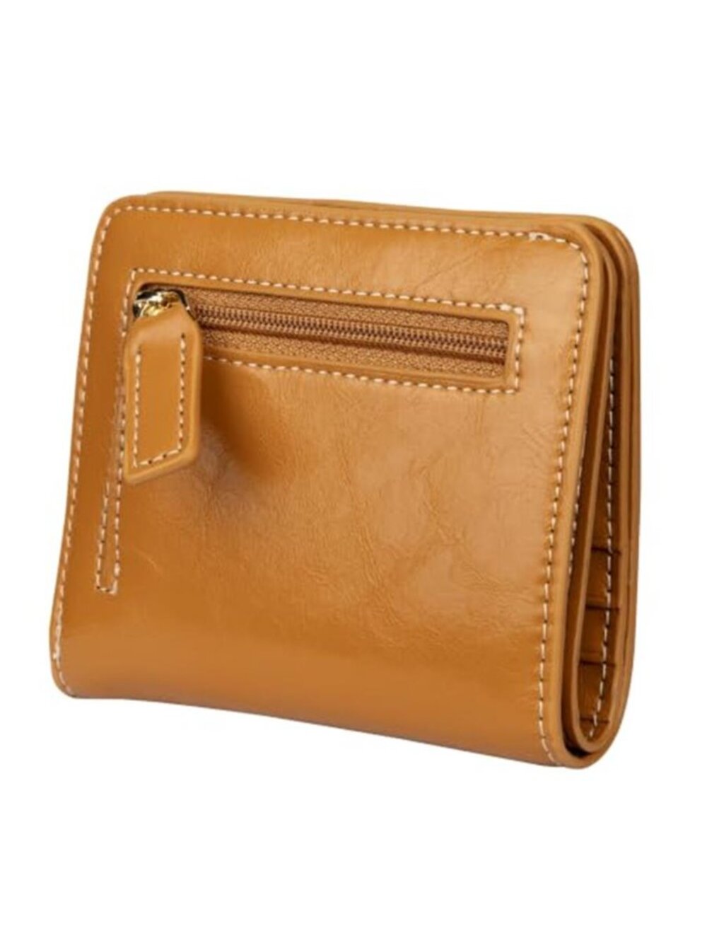 Womens Small Bifold Leather Wallet RFID Blocking ID Window Coin Pocket Brown